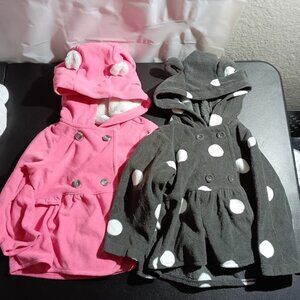 Carter's Baby Polka Dot Fleece Hooded Jacket 12M Button Long Sleeve Bundle
